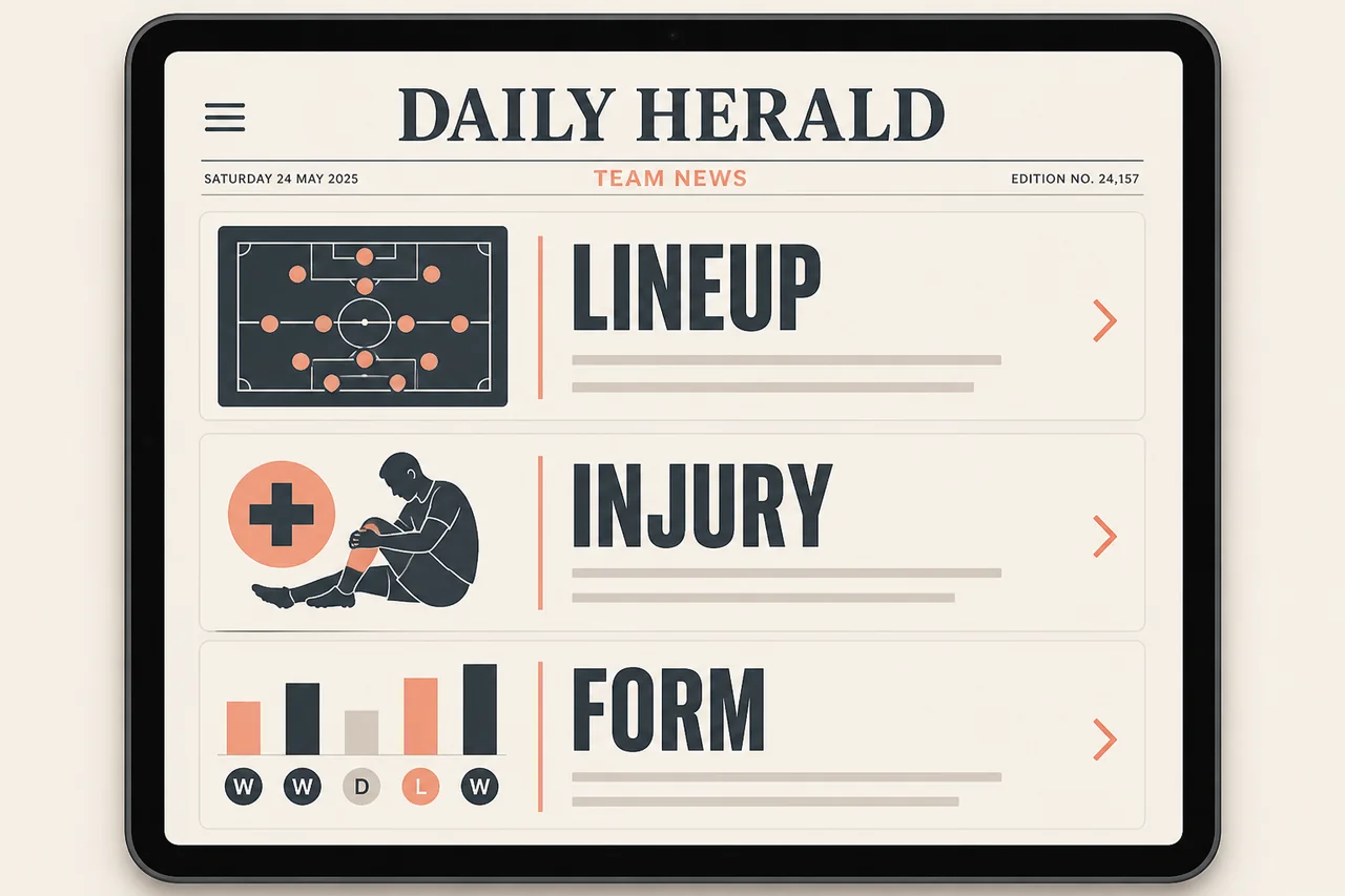 Team news feed on a tablet for midweek sports betting reading