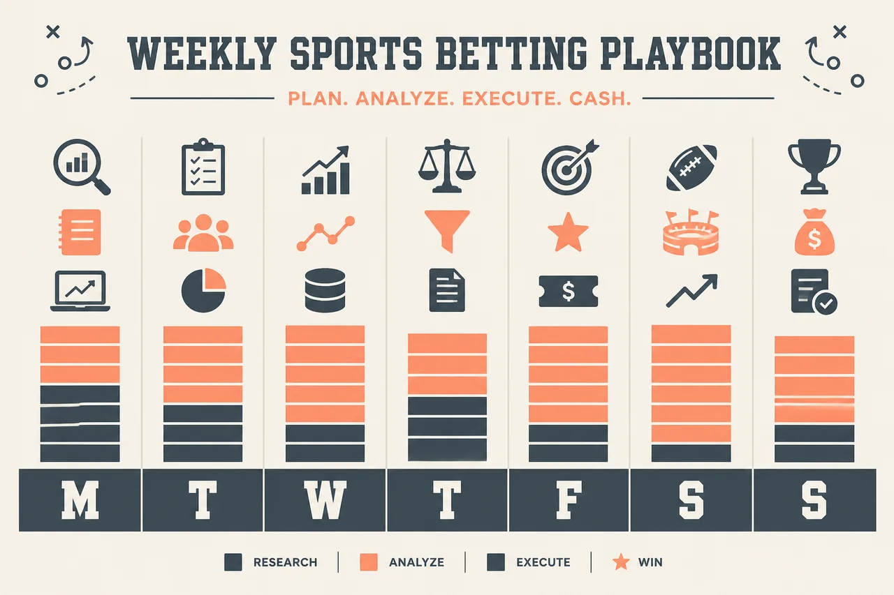Weekly rhythm chart for a sports betting fan with seven day columns
